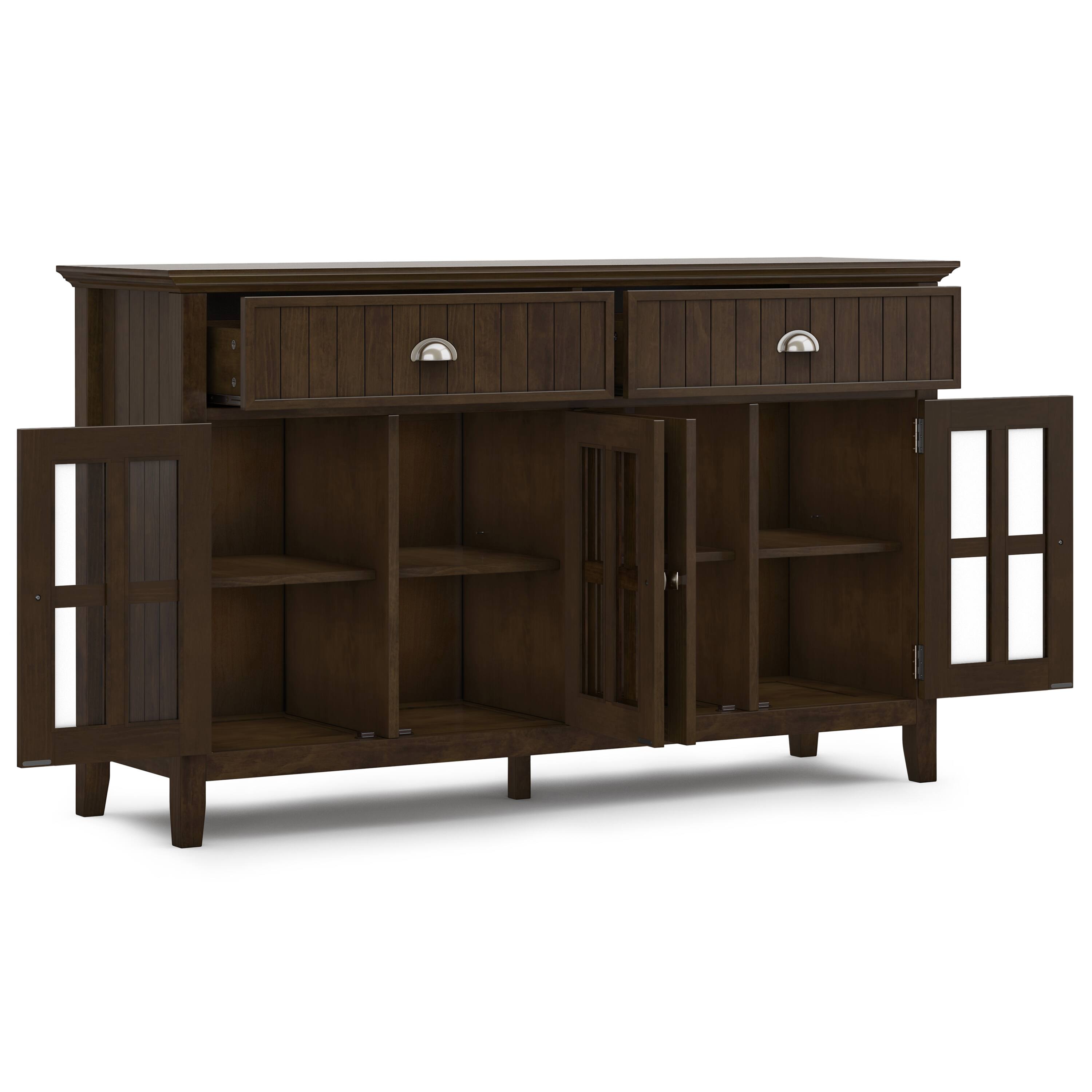 Back. Simpli Home - Acadian SOLID WOOD Large Sideboard Buffet in Brunette Brown - Brunette Brown.