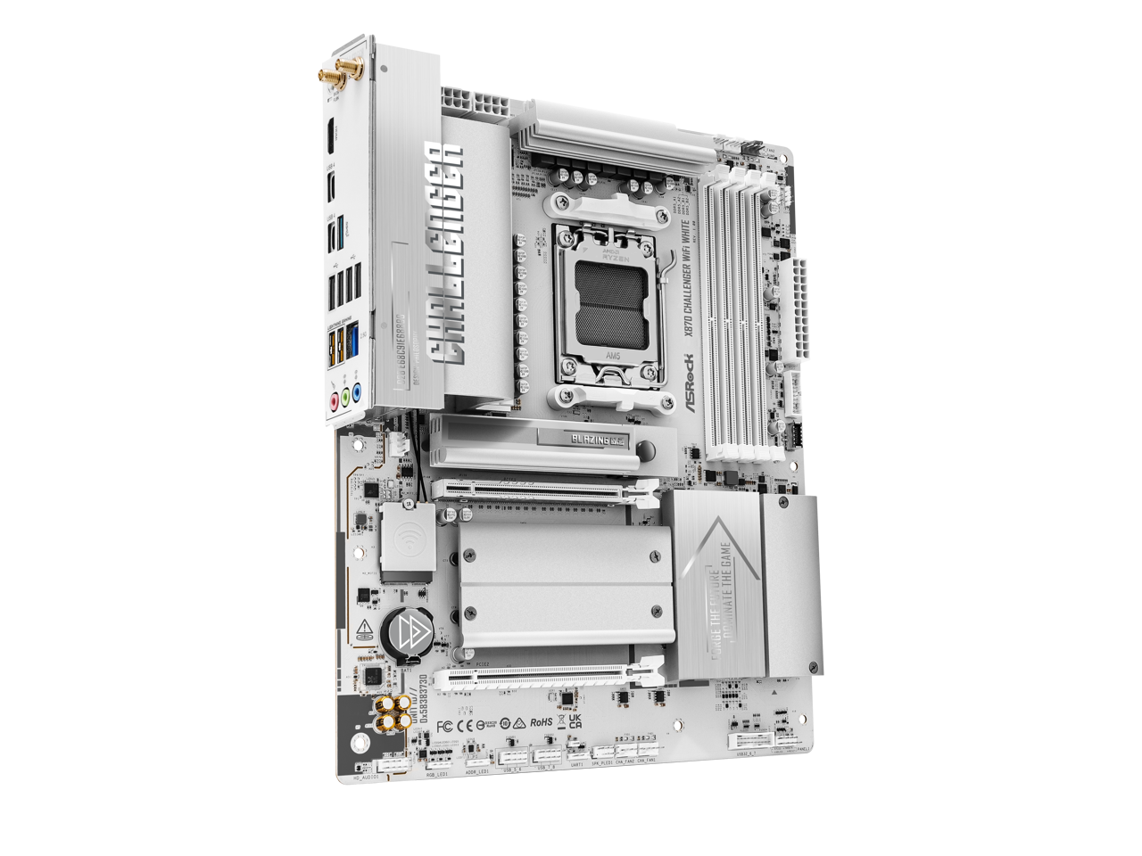 CHALLENGER E68C9IE6888888  
RYZEN AMS BLAZING  
Cerions WHITE WiFi CHALLENGER X870 ASROCK  

MorTha 0x58383730  
FRIEF PAR FC CE  
RoHS  
UK  
GAME OF THE FUTURE! THE DOMINATE FORGE