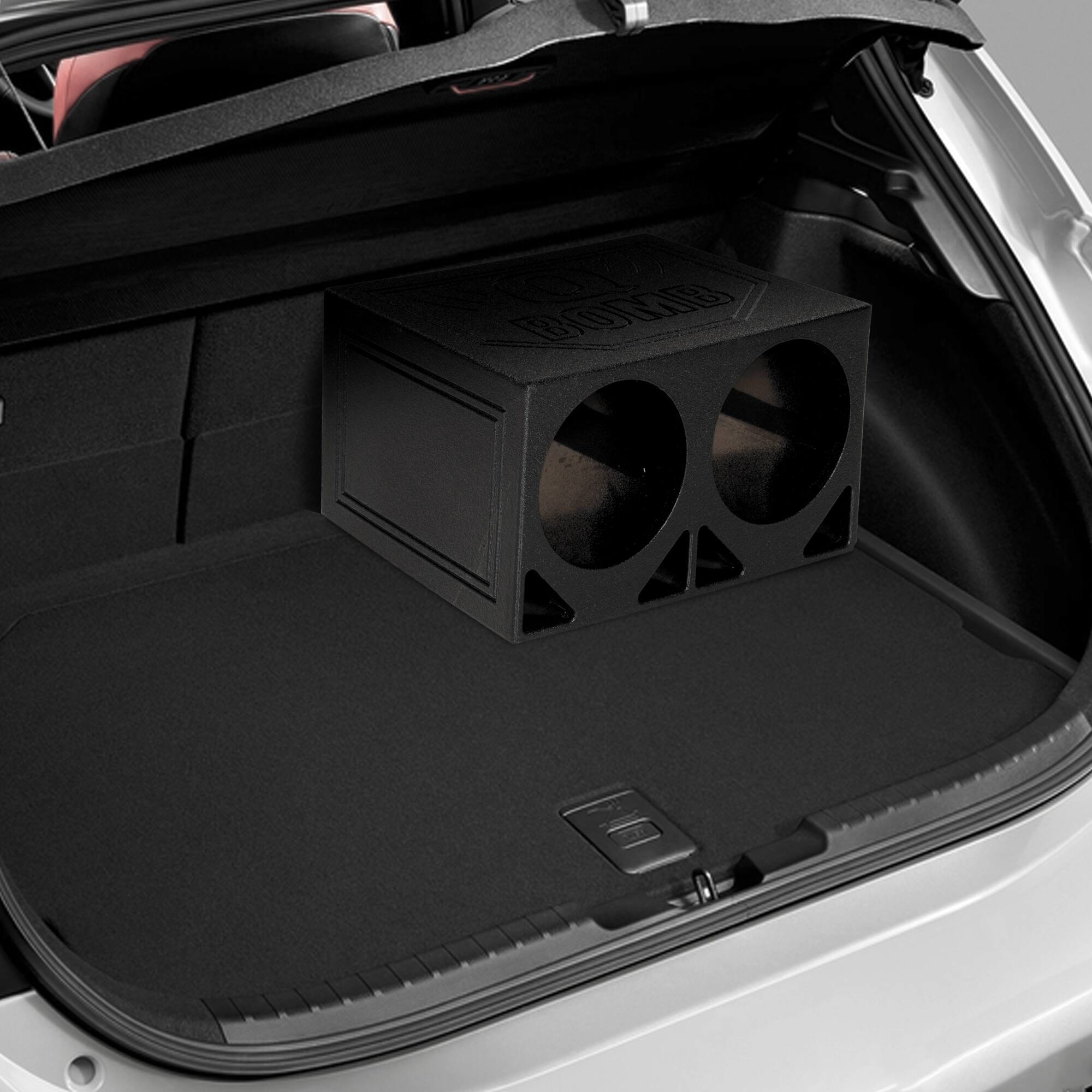 Alt View 8. QPower - QPower QBOMB10TB Dual 10 Inch Triangle Ported Subwoofer Box w/ Bedliner Spray - Charcoal Black.