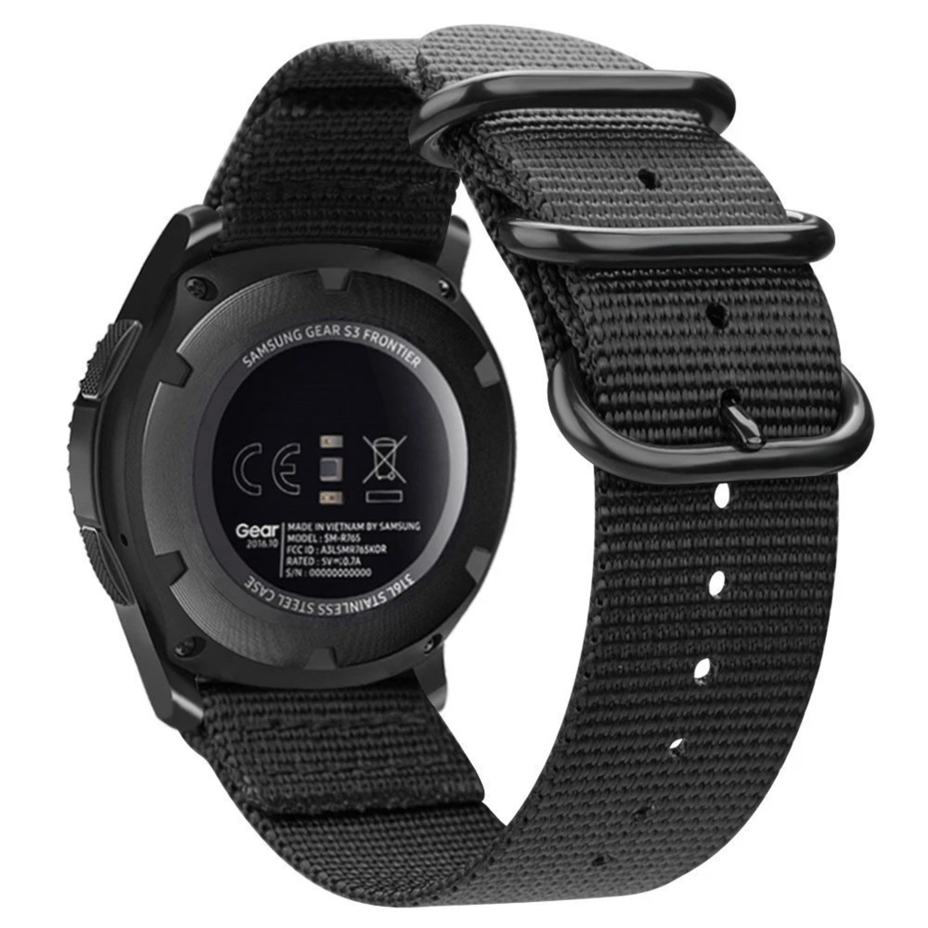 Kitcheniva - Woven Nylon Strap For Samsung Galaxy Watch 3 45mm & Galaxy Watch 46mm - Black