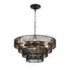 Front. RYHNUYNE - Handcrafted 20-Inch Boho Pendant Light with Natural Hemp Rope and Black Iron Frame, 4-Tier Design.
