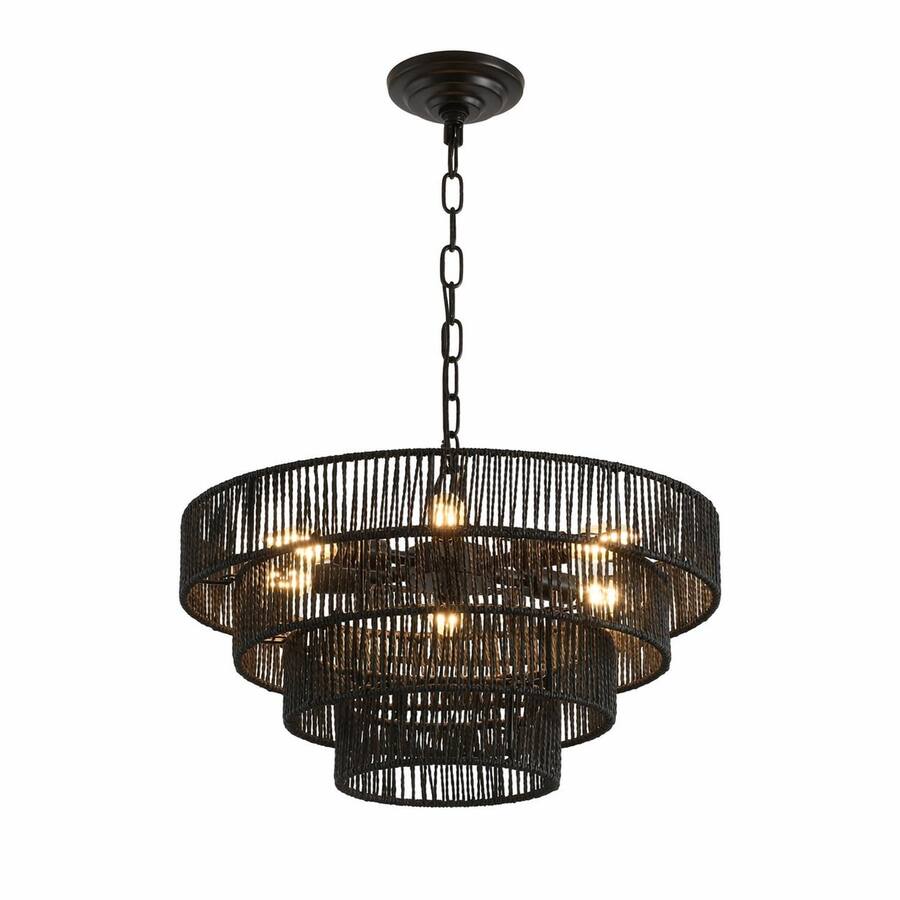 RYHNUYNE Handcrafted 20 Inch Boho Pendant Light with Natural Hemp Rope ...