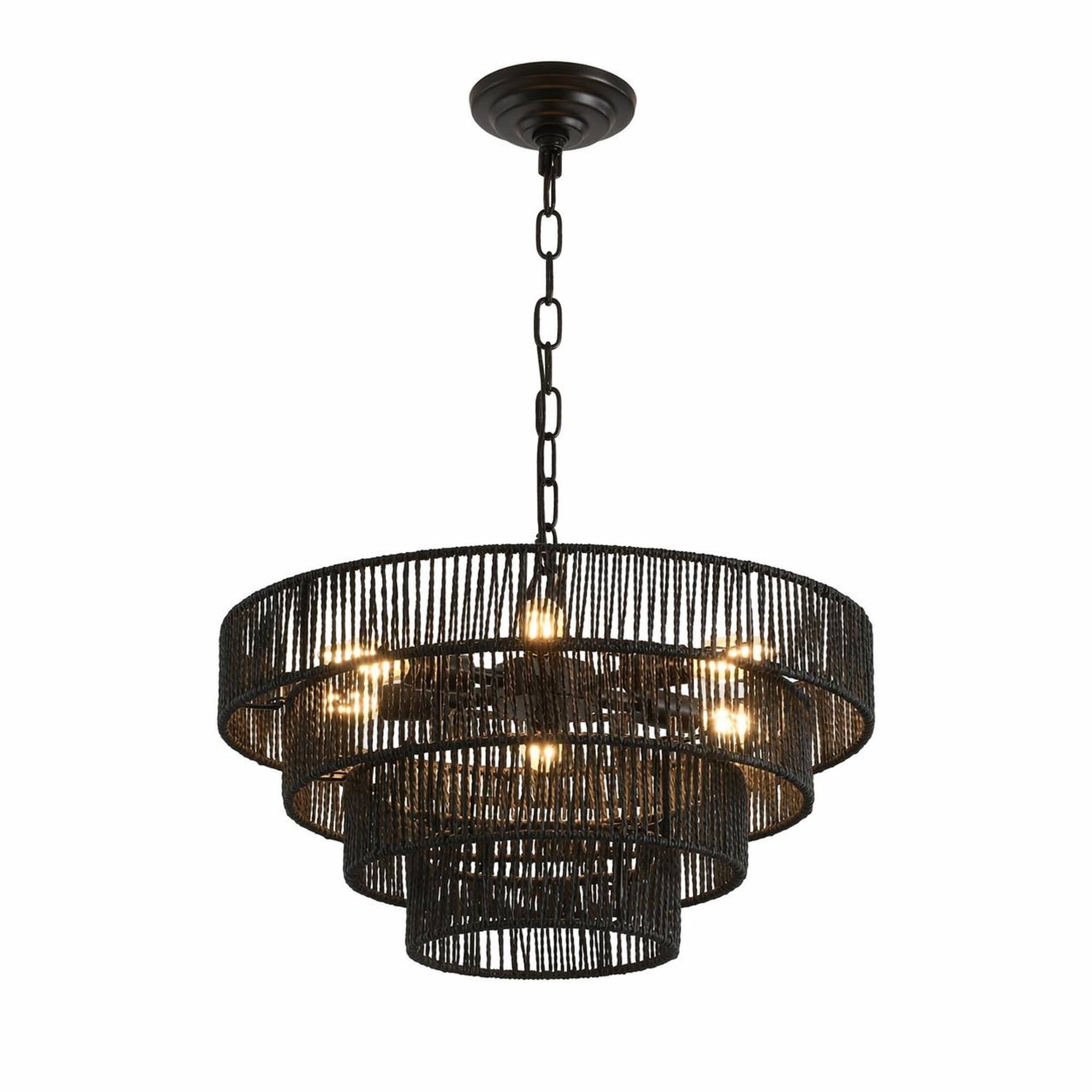 RYHNUYNE Handcrafted 20 Inch Boho Pendant Light with Natural Hemp Rope ...