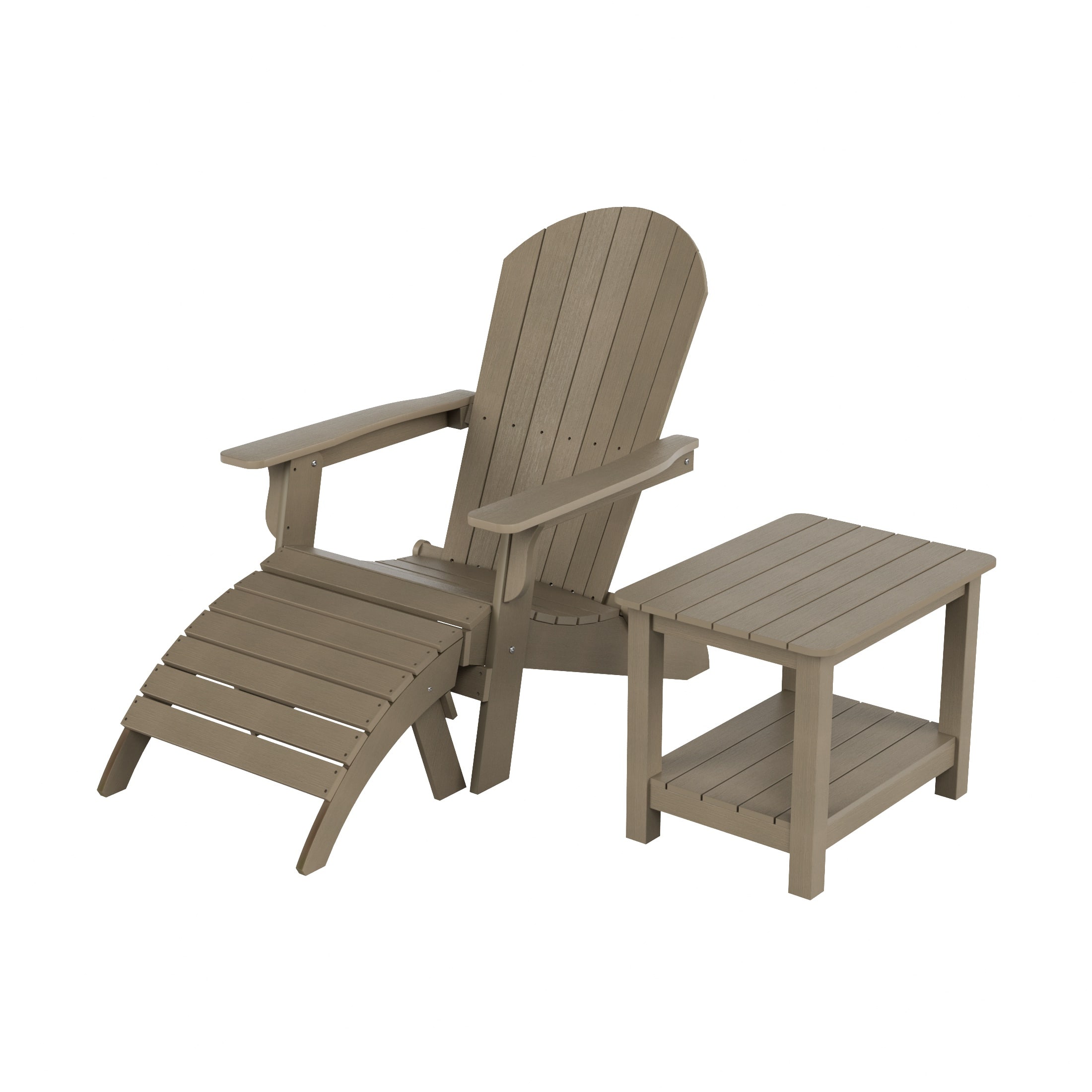 WestinTrends - Tuscany 3-Piece HIPS Outdoor Folding Adirondack Seashell Chair With Folding Ottoman And Side Table - Taupe price history on PriceWatchPro