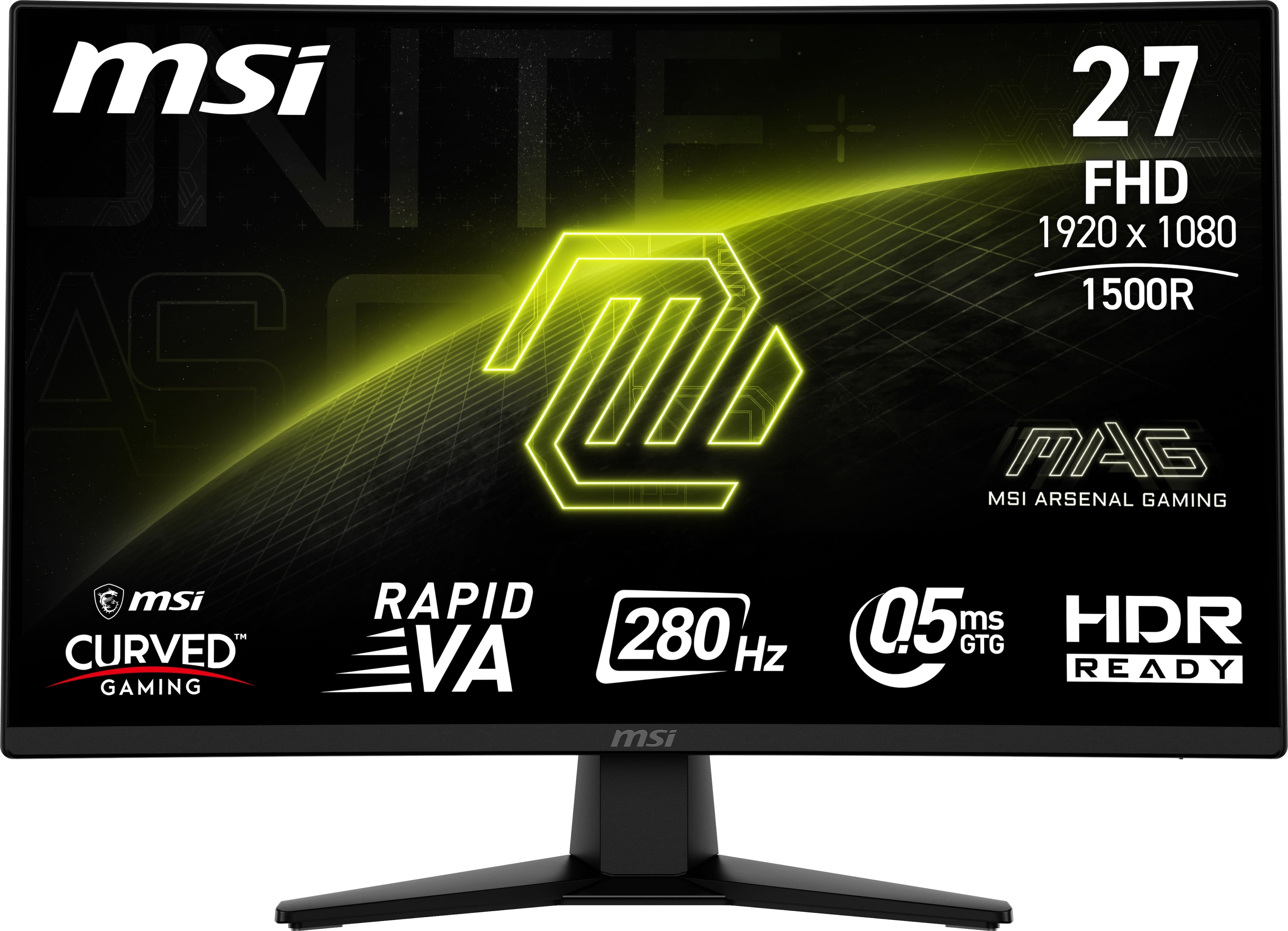 MSI - MAG 274CXF 27" Curved 280Hz 0.5ms Adaptive Sync Gaming Monitor with HDR ready (DisplayPort,HDMI) - Metallic Black - Front_Zoom