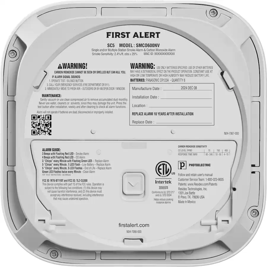 First Alert Smoke and Carbon Monoxide Detector Battery Powered White ...