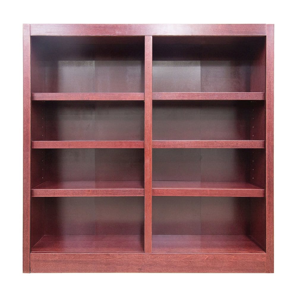 Concepts in Wood - Double Wide Bookcase 8 Shelves Cherry Finish - Red