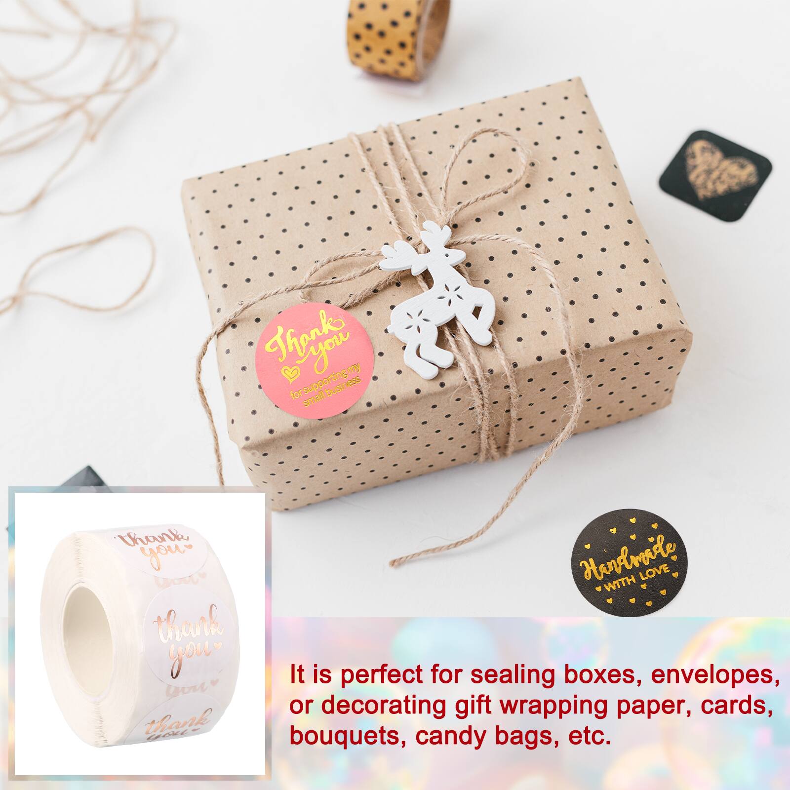 Thanks you my for supporting. my ting ESs for suppor business small thank you B thank you you thank GOt Handmade WITH LOVE It is perfect for sealing boxes, envelopes, or decorating gift wrapping paper, cards, bouquets, candy bags, etc.