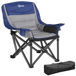 Outsunny - Chair for Adults, Portable Folding Camping Chair with Side Pockets, Cup Holders, Carry Bag - Light Gray