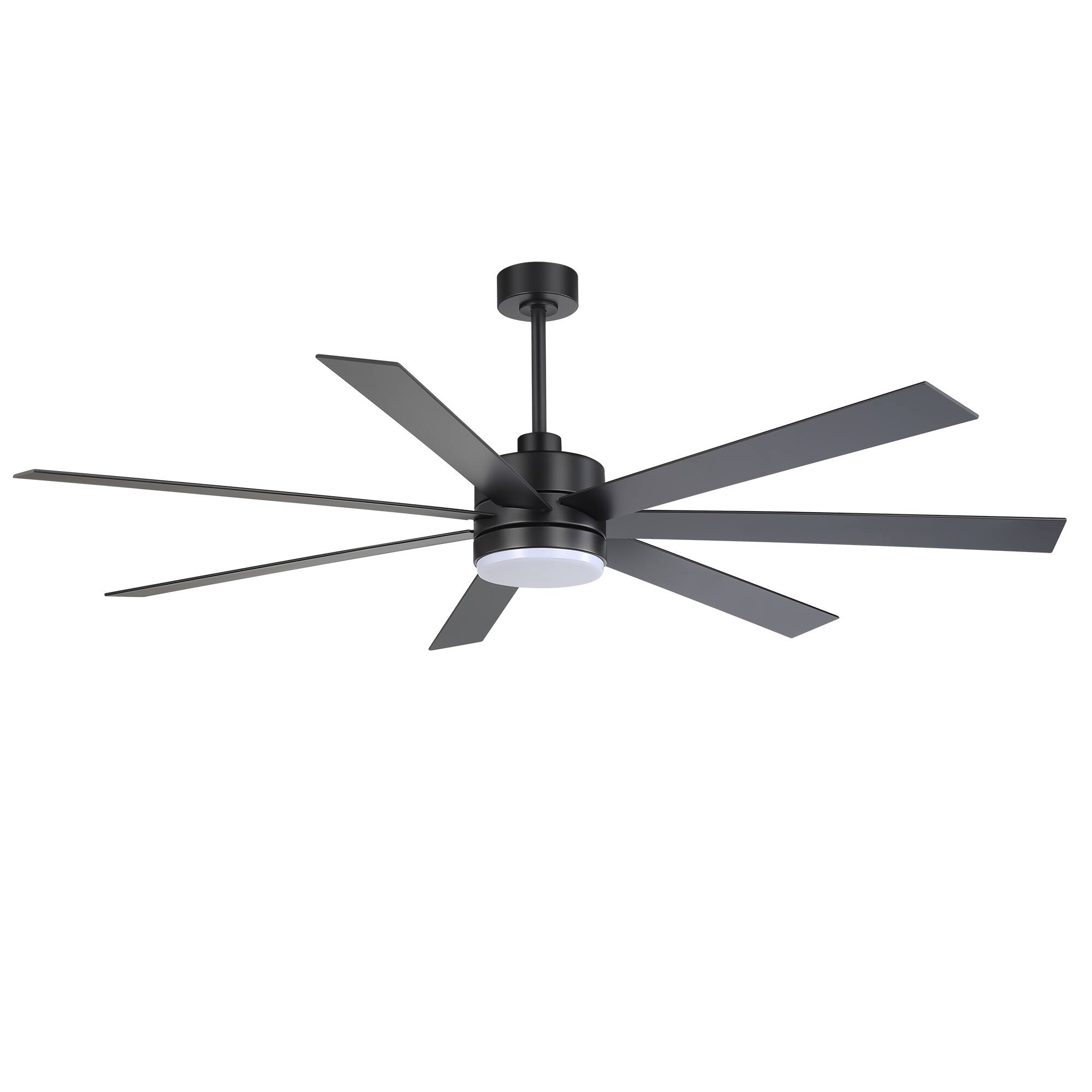 Alt View 10. Breezary - 72-Inch LED Ceiling Fan - 7 Blades, 24W LED Light, DC Motor, 6 Speeds, Memory Function, Remote Control, Timer, Downrods - Black.