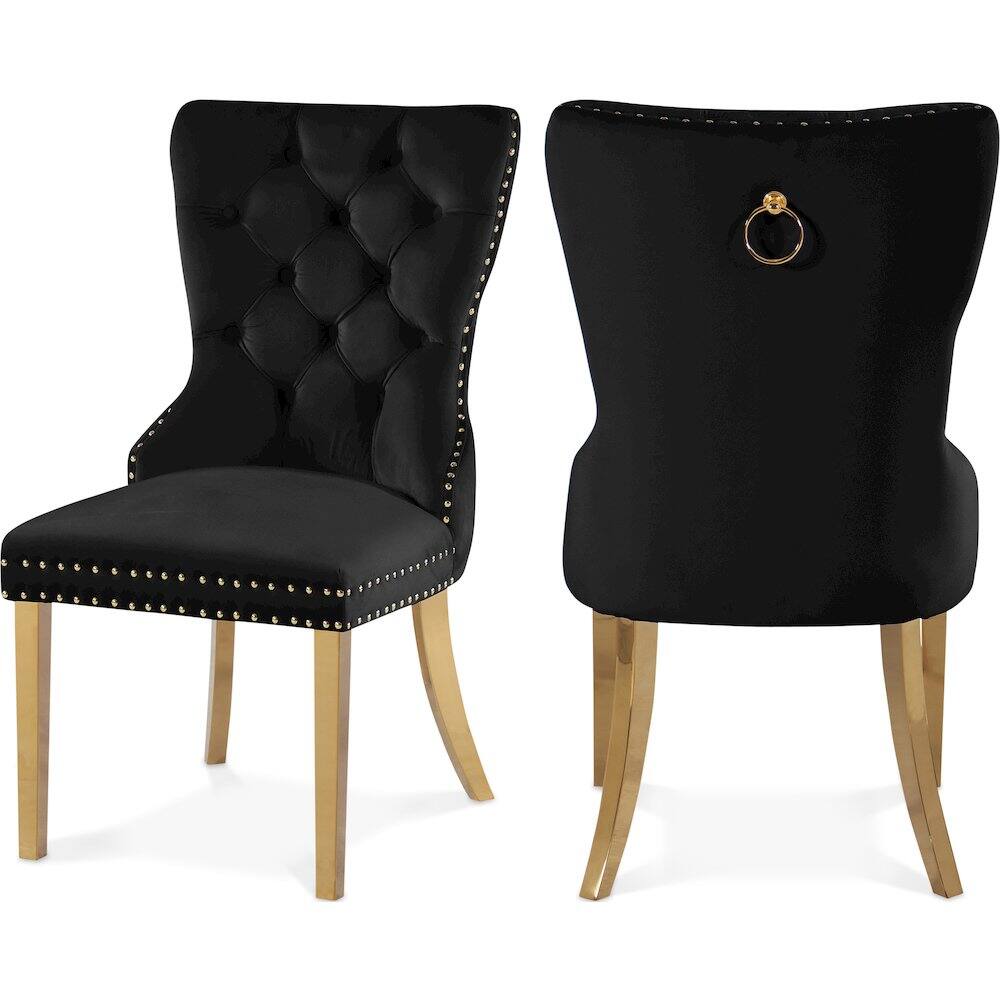 Meridian Furniture - Carmen Velvet Dining Chairs, Set of 2 - Black