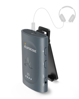 Venucast - AuraClip - Auracast Receiver with 3.5mm AUX Output Works with any Auracast Transmitter, Clip-On Design