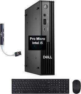 Dell - Pro Micro QCM1250 Mini Desktop (i5-14500T, 16GB, 1TB SSD, Intel UHD 770, Win 11 Pro) w/USB Hub - Black