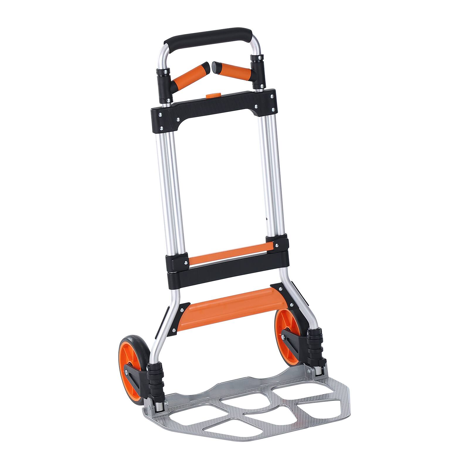 Left. LOVMOR - Folding Hand Truck Dolly, 309-Lb Capacity Utility Cart with Telescoping Handle - Silver.