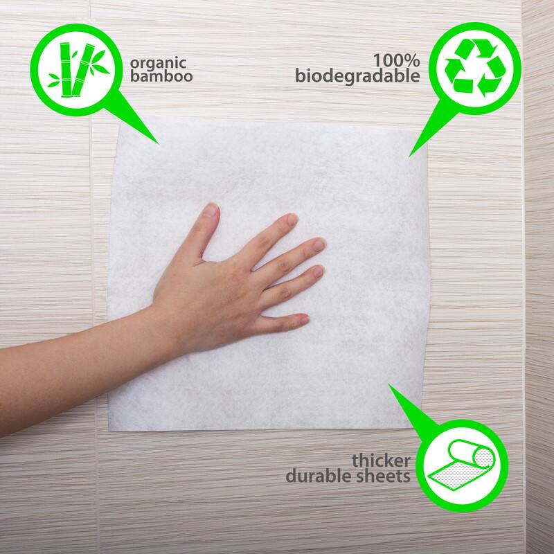- organic bamboo
- 100% biodegradable
- thicker durable sheets