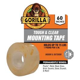 Gorilla - Tough & Clear; Double Sided Mounting Tape; Weatherproof; 1" x 60"; Clear; (Pack of 1)