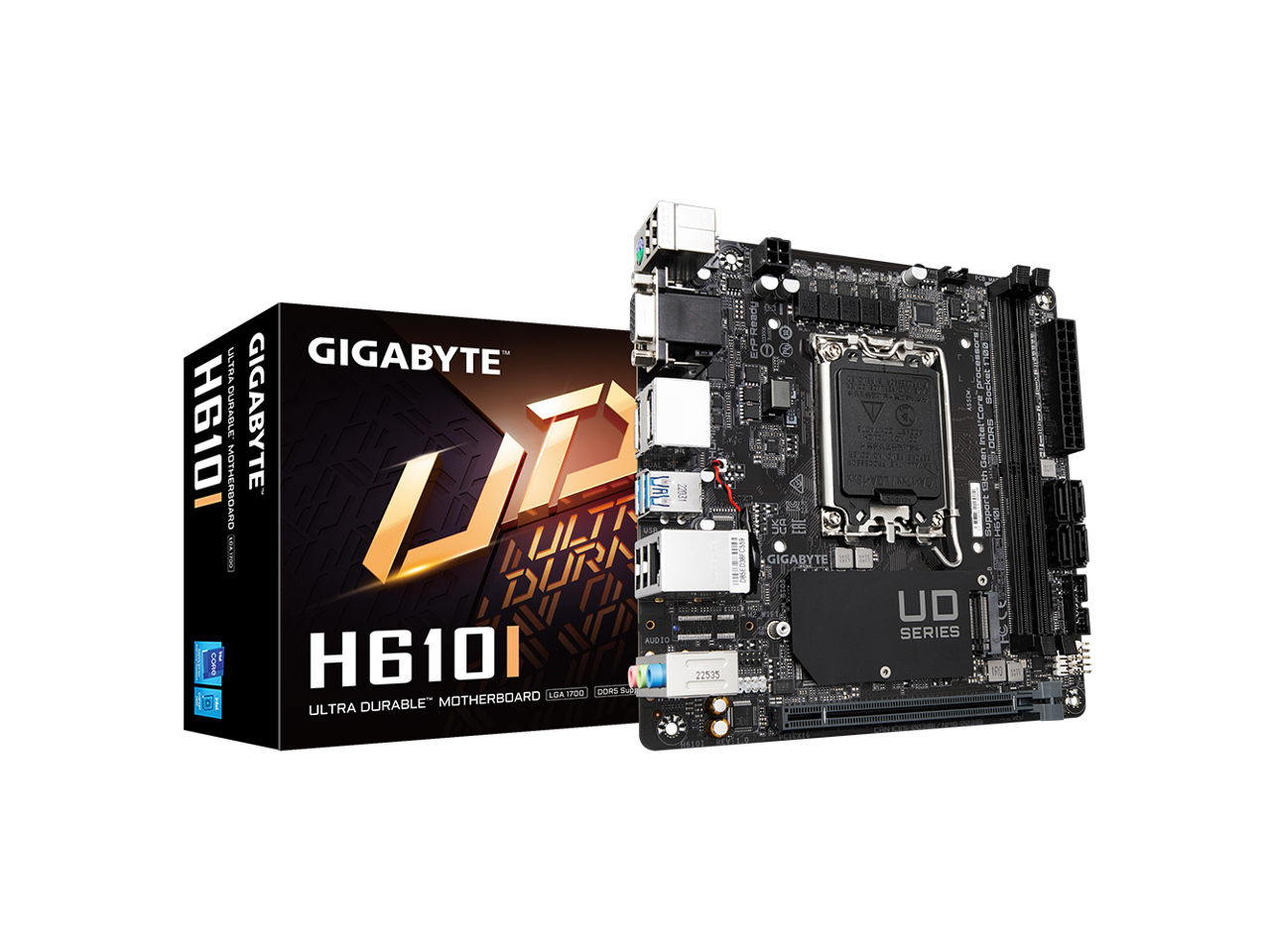 GIGABYTE - H610I H610 LGA 1700 Mini-ITX DDR5, M.2, PCIe 4.0, USB 3.2, Intel LAN