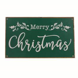 BreeBe - Merry Christmas Sign 20"L - Green, Brown