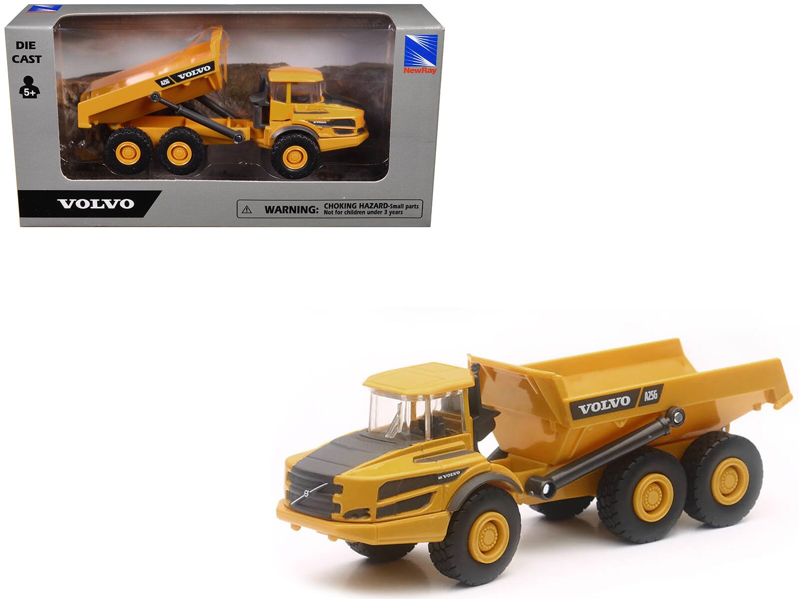 Volvo A25G Dump Truck Diecast Model by New Ray - Yellow