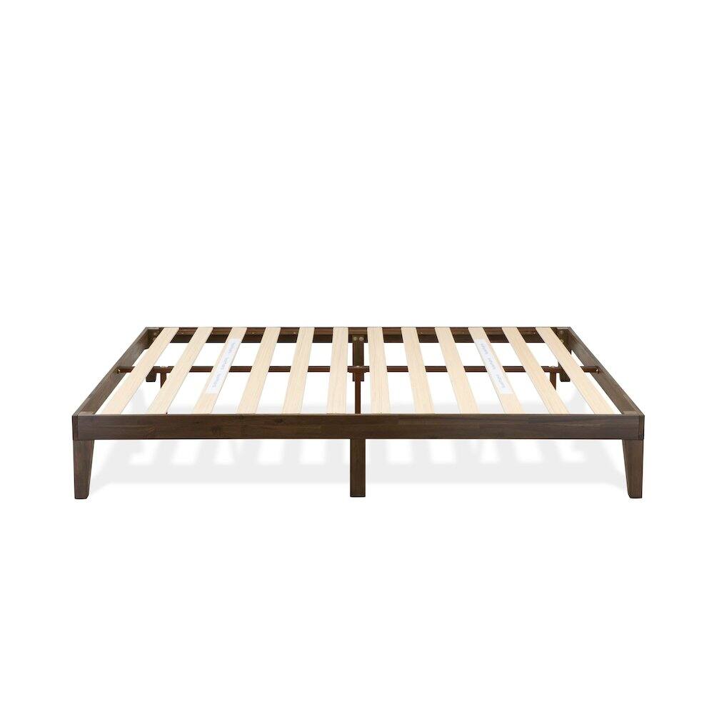 Angle. East West Furniture - Full Size Platform Bed with 4 Legs and 2 Extra Center Legs - Walnut Finish - Walnut.
