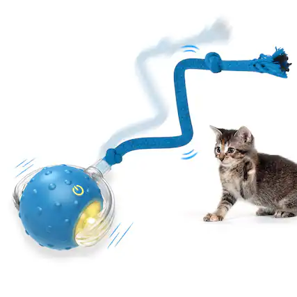 Front. PawsPik - PawsPik Chirp & Chase Motion Activated Cat Ball with LED Lights, Blue - blue.