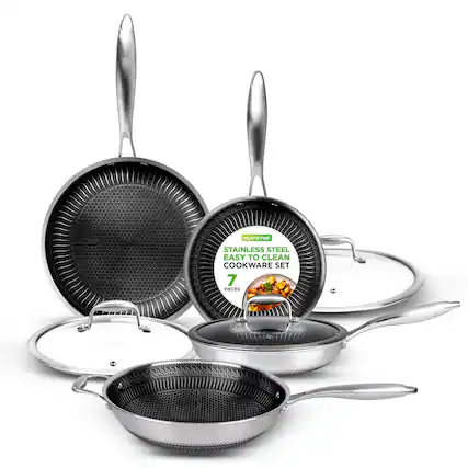 nutrichef STAINLESS STEEL EASY TO CLEAN COOKWARE SET 7 PIECES