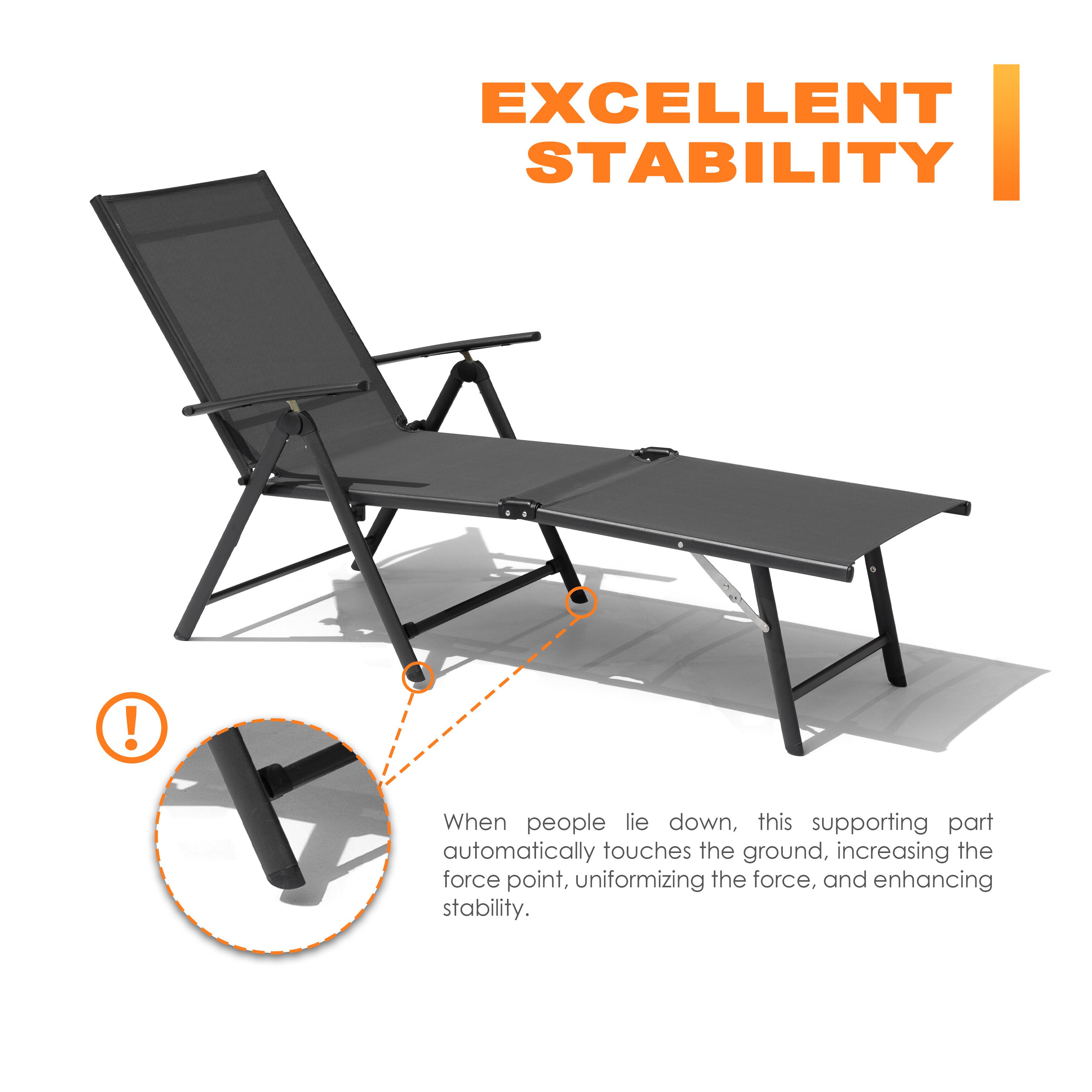 EXCELLENT STABILITY

When people lie down, this supporting part automatically touches the ground, increasing the force point, uniformizing the force, and enhancing stability.