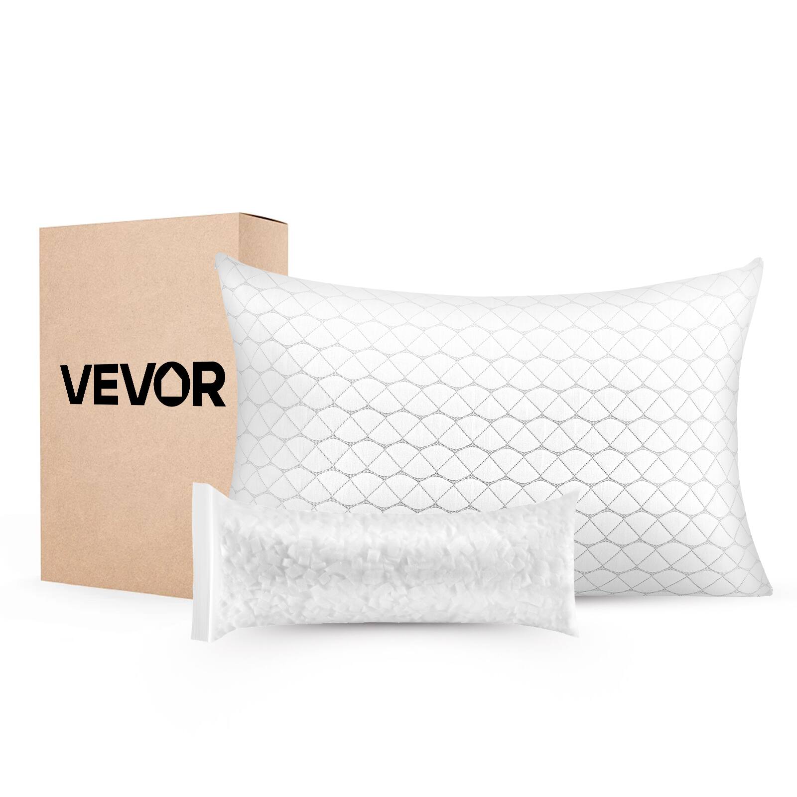 Front. VEVOR - Bed Pillow for Sleeping, King Size Luxury Quality Hotel Pillow with Memory Foam Fill, Includes Natural Firber Pillowcase - White.