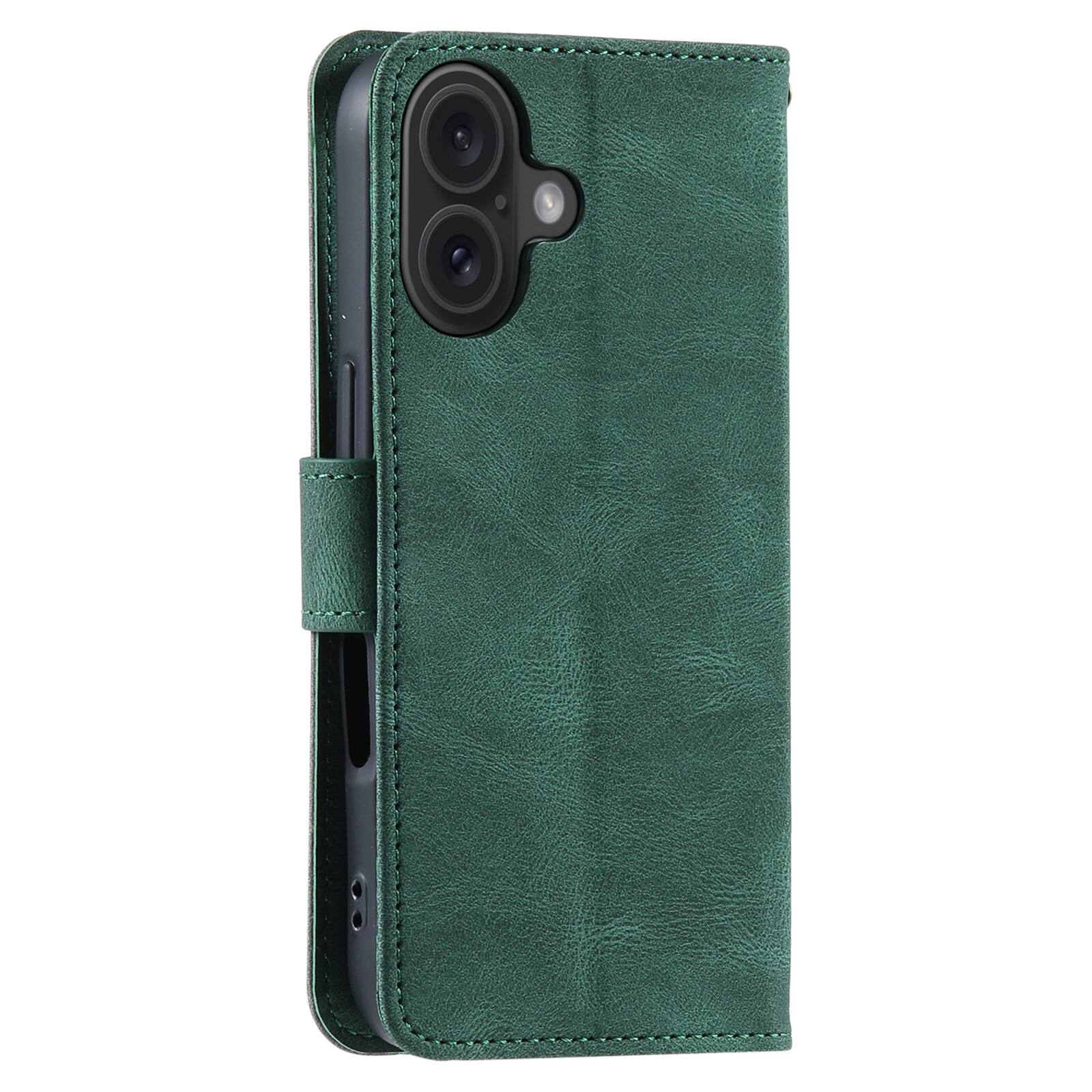 Alt View 4. Dteck - Wallet Case for Apple iPhone 17,Vintage PU Leather Flip Card Holder Kickstand Magnetic Closure Phone Cover - Green.