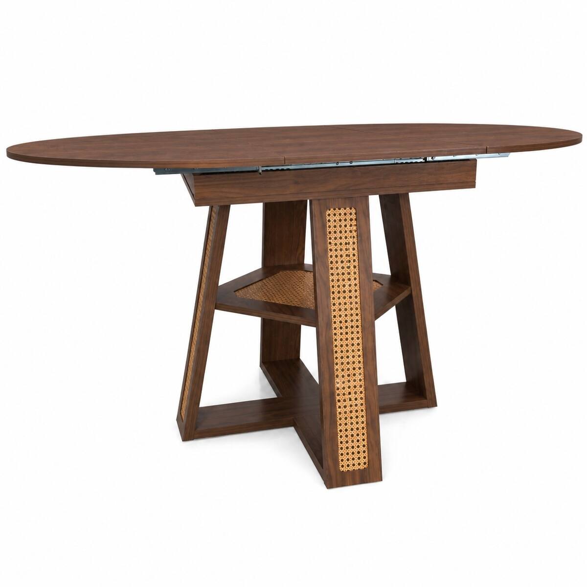 Alt View 9. Loheer - Loheer 43.3 inch Round Dining Table, Extendable Walnut Table for Four to Six - Natural Walnut.