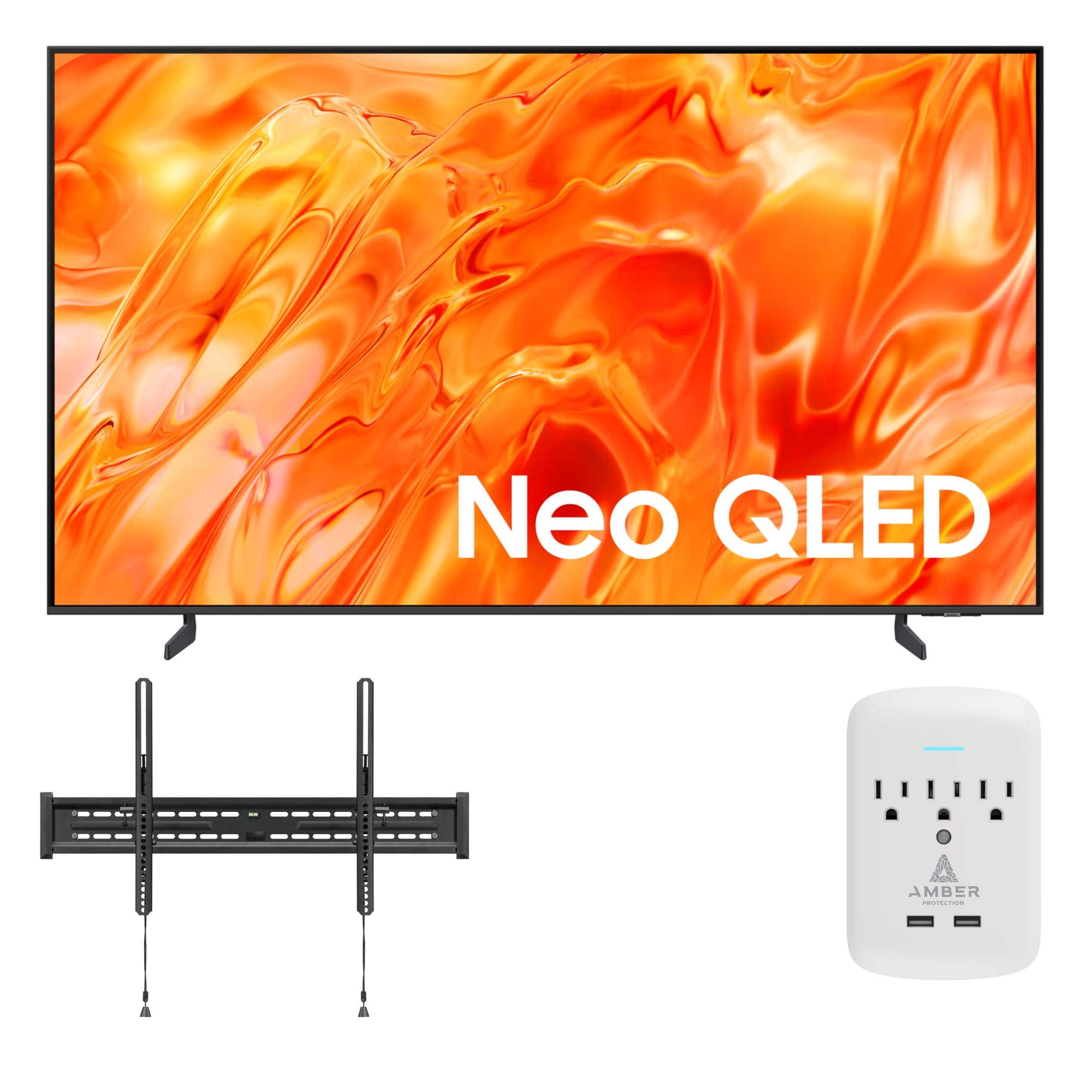 Samsung - QN75QN70HAFXZA 75" Smart TV with a Walts FULL-MOTION-MOUNT-43-90 and Amber 3-OUTLET-SURGE Surge Protector (2026)