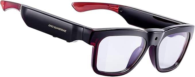 OhO sunshine - All-in-One Smart Glasses, Photochromic Lens with Blue Light Protection, 4K HD Camera, Bluetooth Speakers, 64GB Storage - Brown