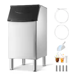VEVOR - Commercial Ice Maker Storage Bin, 300 LBS Capacity Ice-Bin, Stainless Steel Commercial Ice Storage Bin with Adjustable - Silver