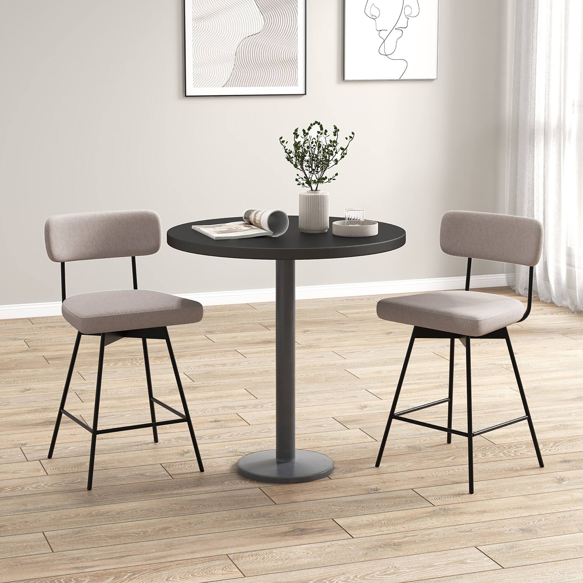 Alt View 1. Gymax - Gymax Bar Stools Set of 2 Modern Upholstered 360ºSwivel Bar Chairs 25'' Counter Height Barstools Beige - Beige.