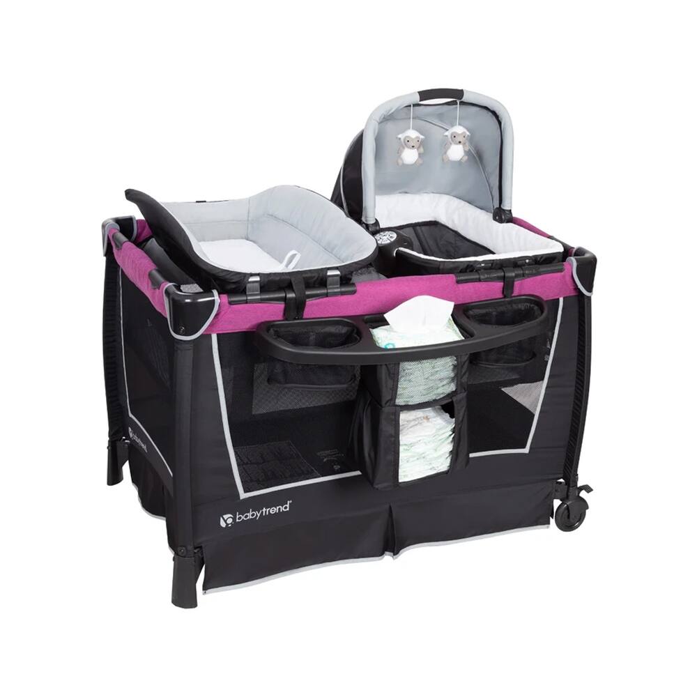 Front. Baby Trend - Baby Trend Retreat Portable Nursery Center w/ Bassinet & Changing Table, Purple - Purple.