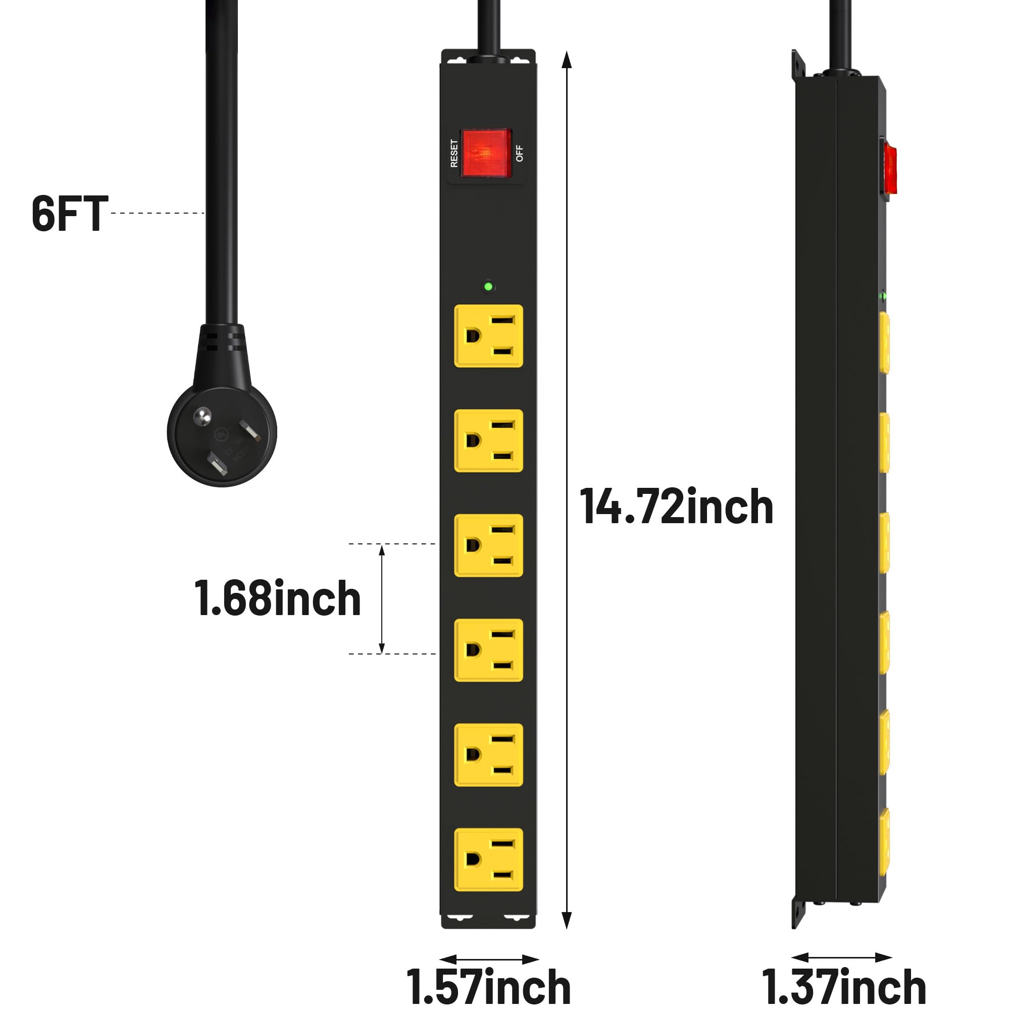 6FT  
14.72inch  
1.68inch  
1.57inch  
1.37inch