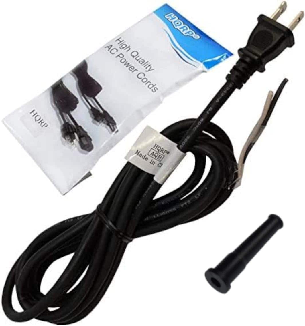 HQRP - 8ft AC Power Cord + Cord Protector Strain Relief for DeWalt 330072-98 325090-11 D28110 DW402 DW802 Electric Grinder - Black