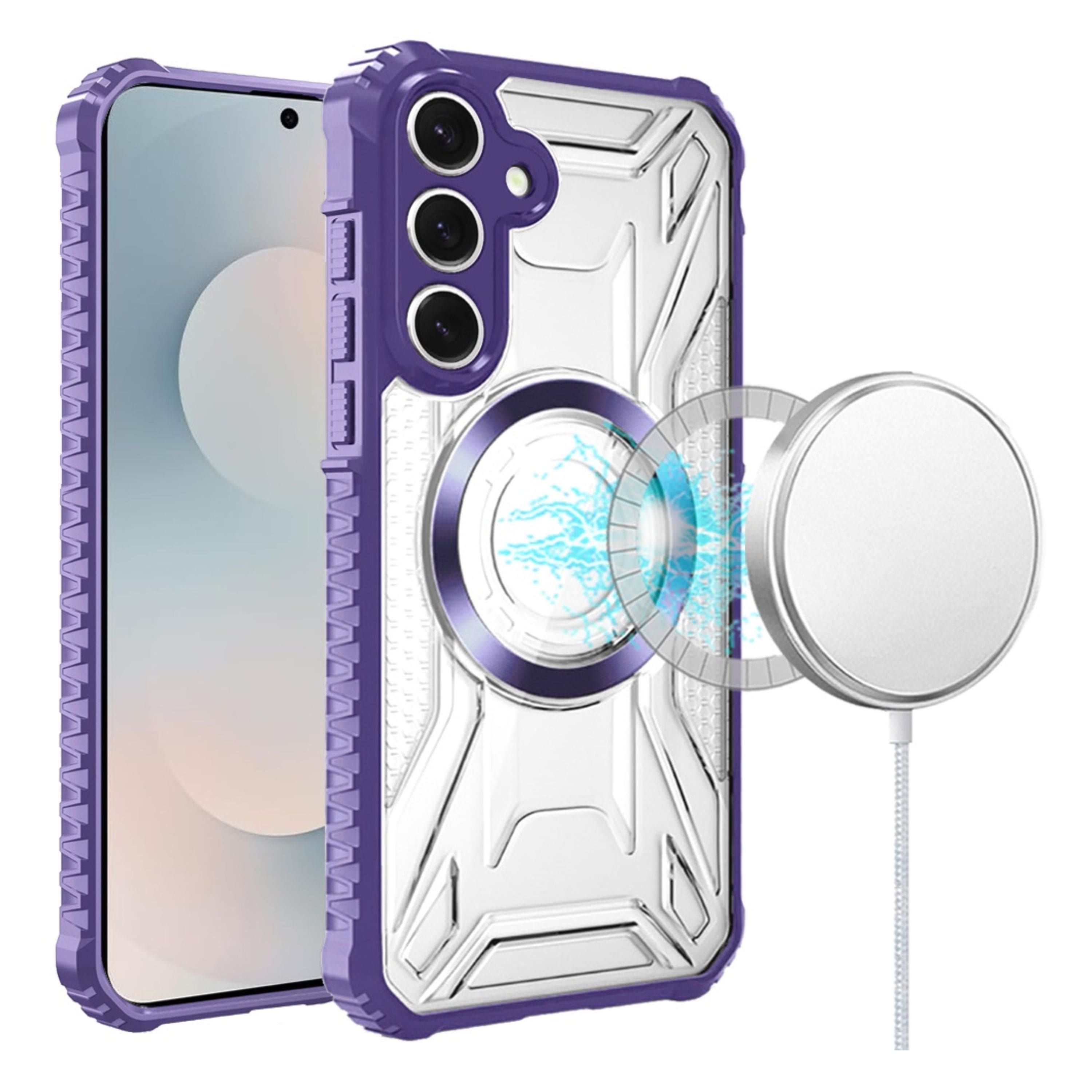 Kitcheniva - Magnetic Circle Shock Absorbent Phone Case With Tempered Glass For Samsung Galaxy S26 - Purple