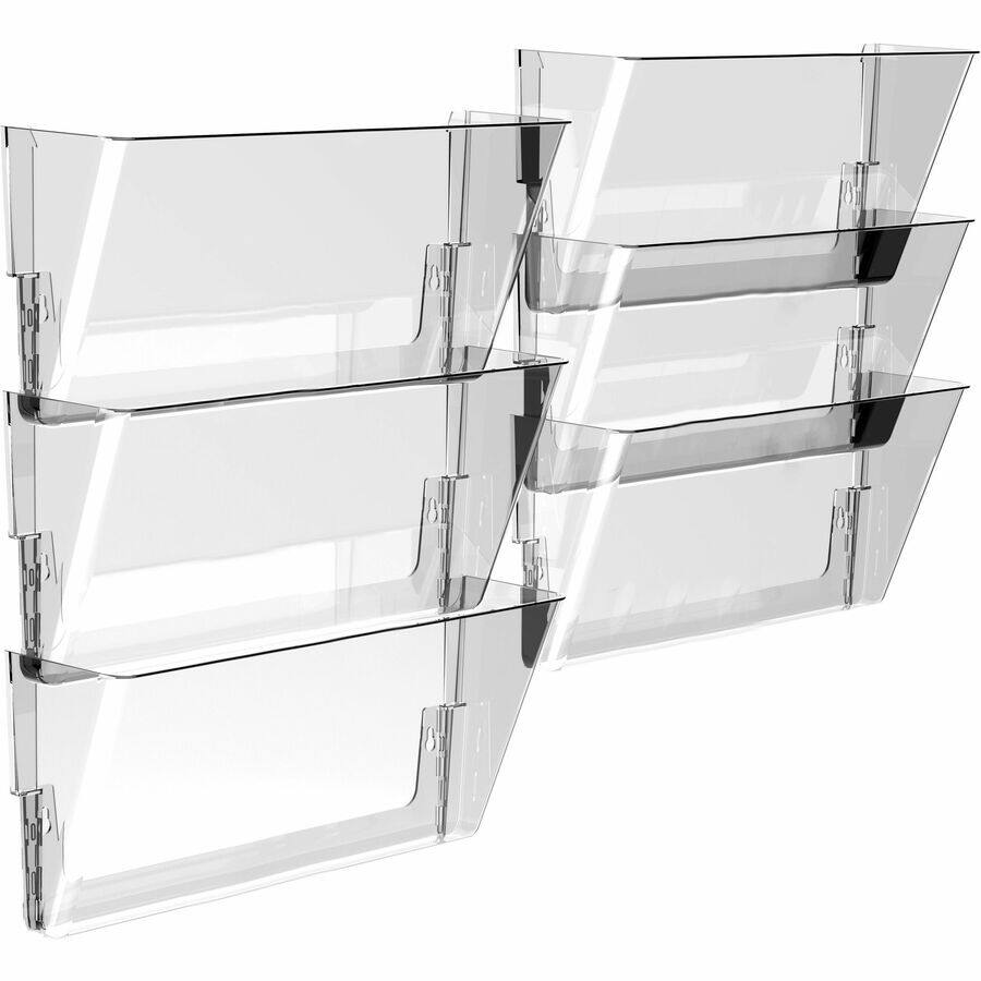 Angle. Storex - Storex Stacking Wall Pocket - 1 Pockets - 7" Height x 4" Width x 13" Length - Stackable BPA Free PVC-free - Clear - Plas.
