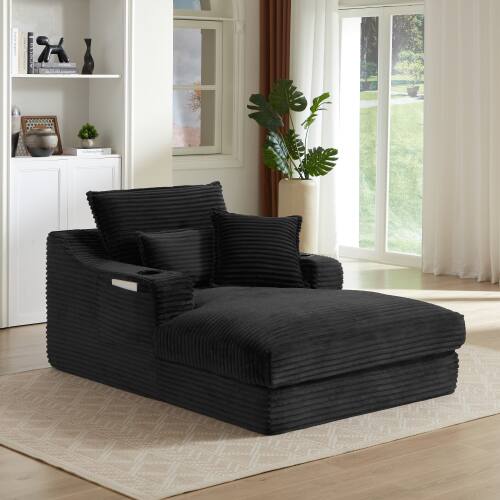 Alt View 1. GOODSILO - Modern Comfort Sofa with Cushioned Compression for Living Room, Bedroom, Apartment, and Office - Black.