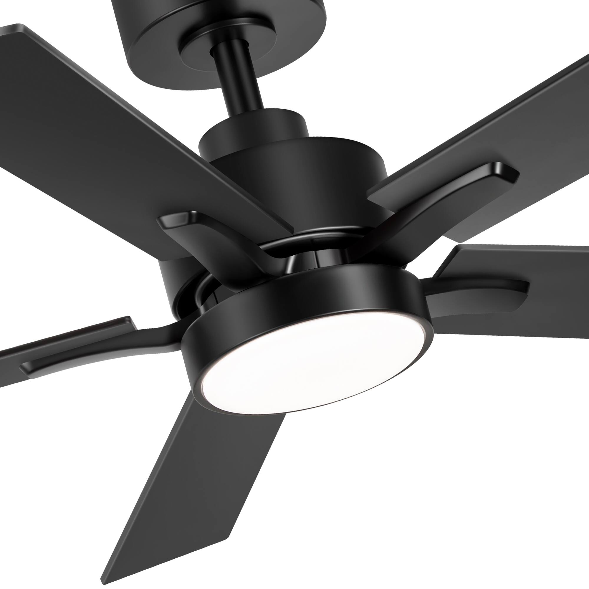 Back. Breezary - 42" Ceiling Fan with Integrated LED Light Kit, 6-Speed DC Motor, Remote Control and Reversible Blades - Matte Black.