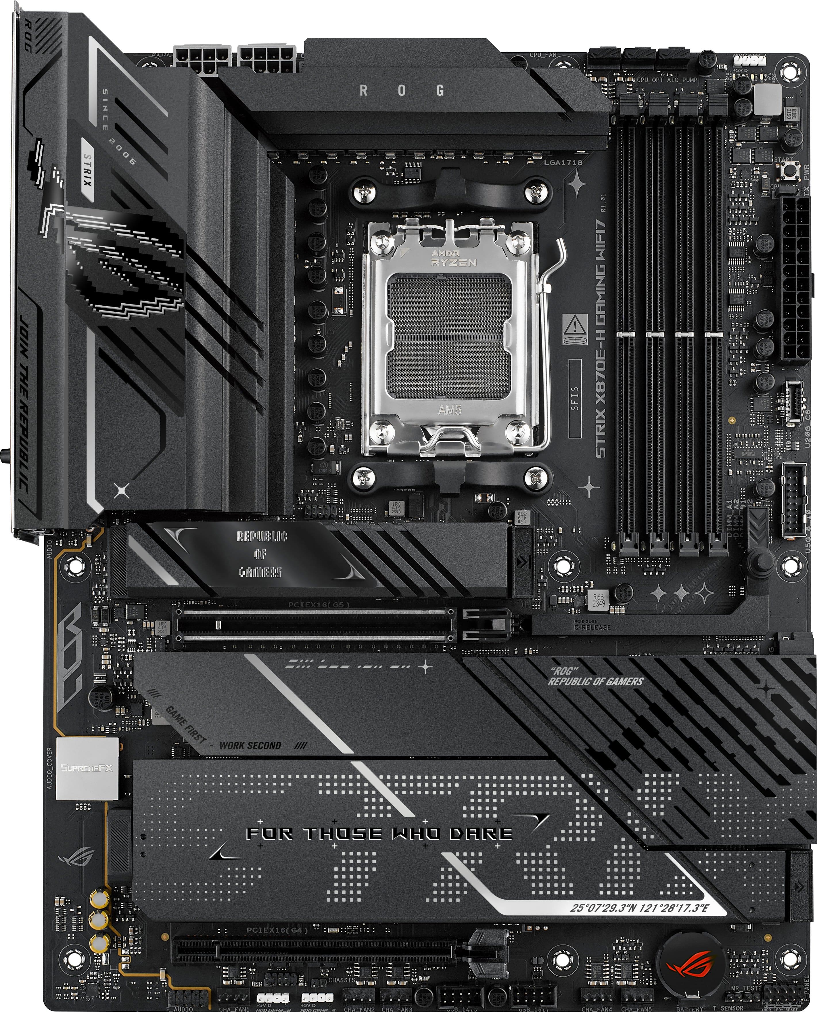 ASUS - ROG STRIX X870E-H (Socket AM5) AMD X870 ATX DDR5 Wi-Fi 7 BE Motherboard - Black - Front_Zoom