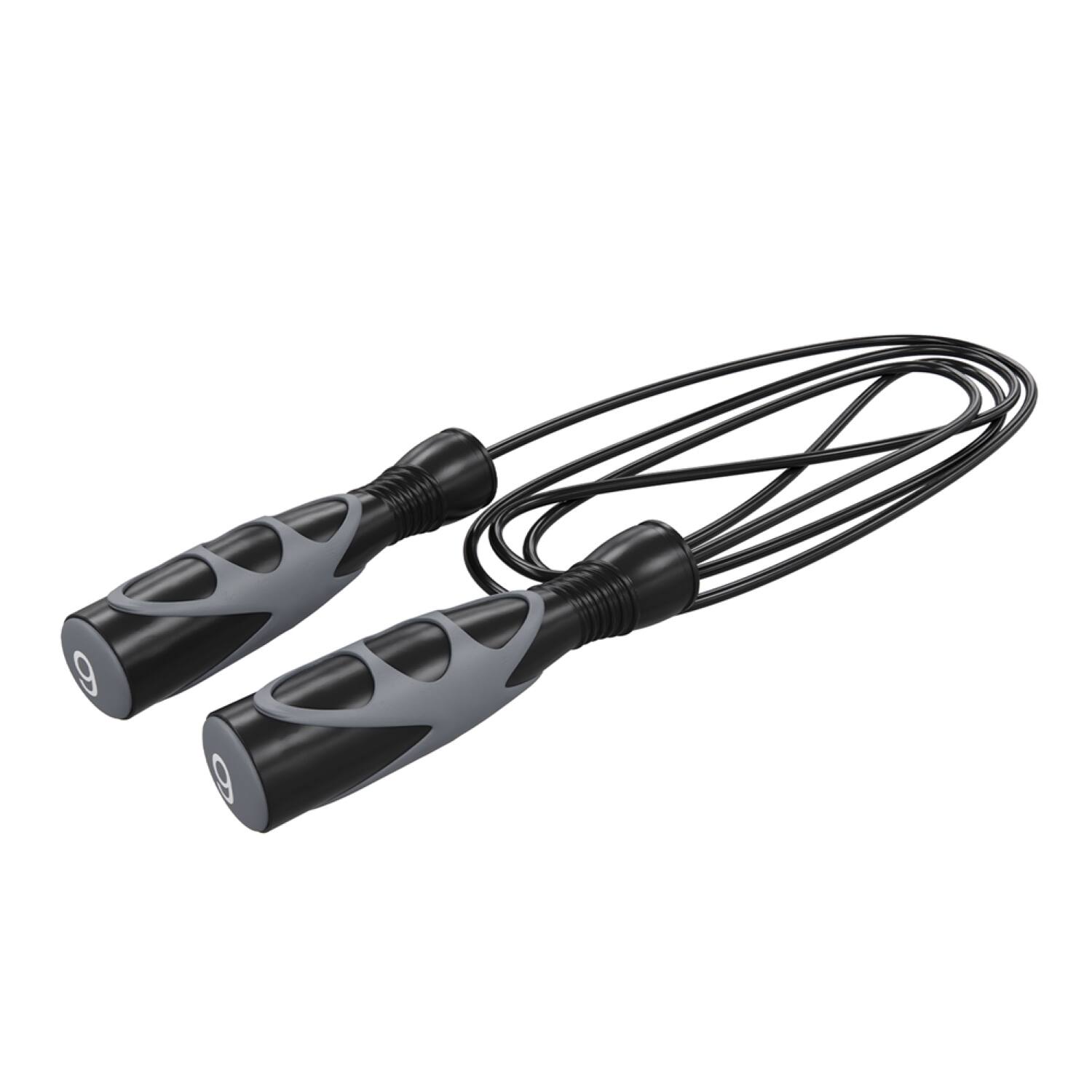Alt View 4. Power Systems - Elite Jump Rope (9 ft), Vinyl Training Rope for Cardio, Fitness & Skipping Exercise - Black/Gray.