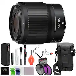 Nikkor Z 50mm f/1.8 S Lens for Z Series Mirrorless Camera w/ Advanced Accessory Bundle | 20083 | Nikon Z 50mm - Black