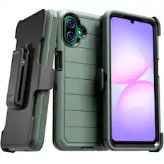 Front. RomeTech - Defender Case for Samsung Galaxy A07 - Black / Green - Black / Green.