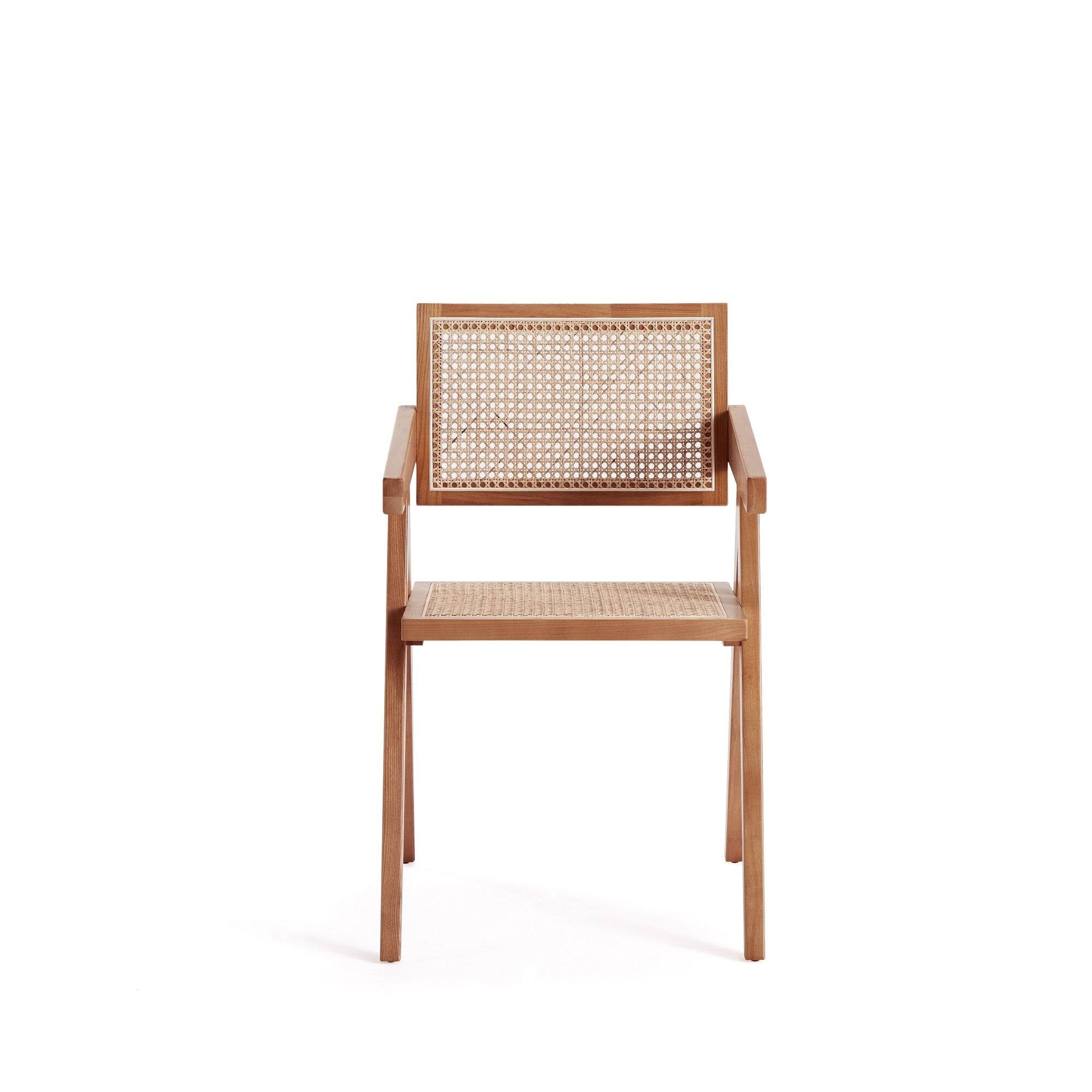 Back. Manhattan Comfort - Hamlet Industry Chic Wood Dining Chair with Arms - Set of 2 - Natural.