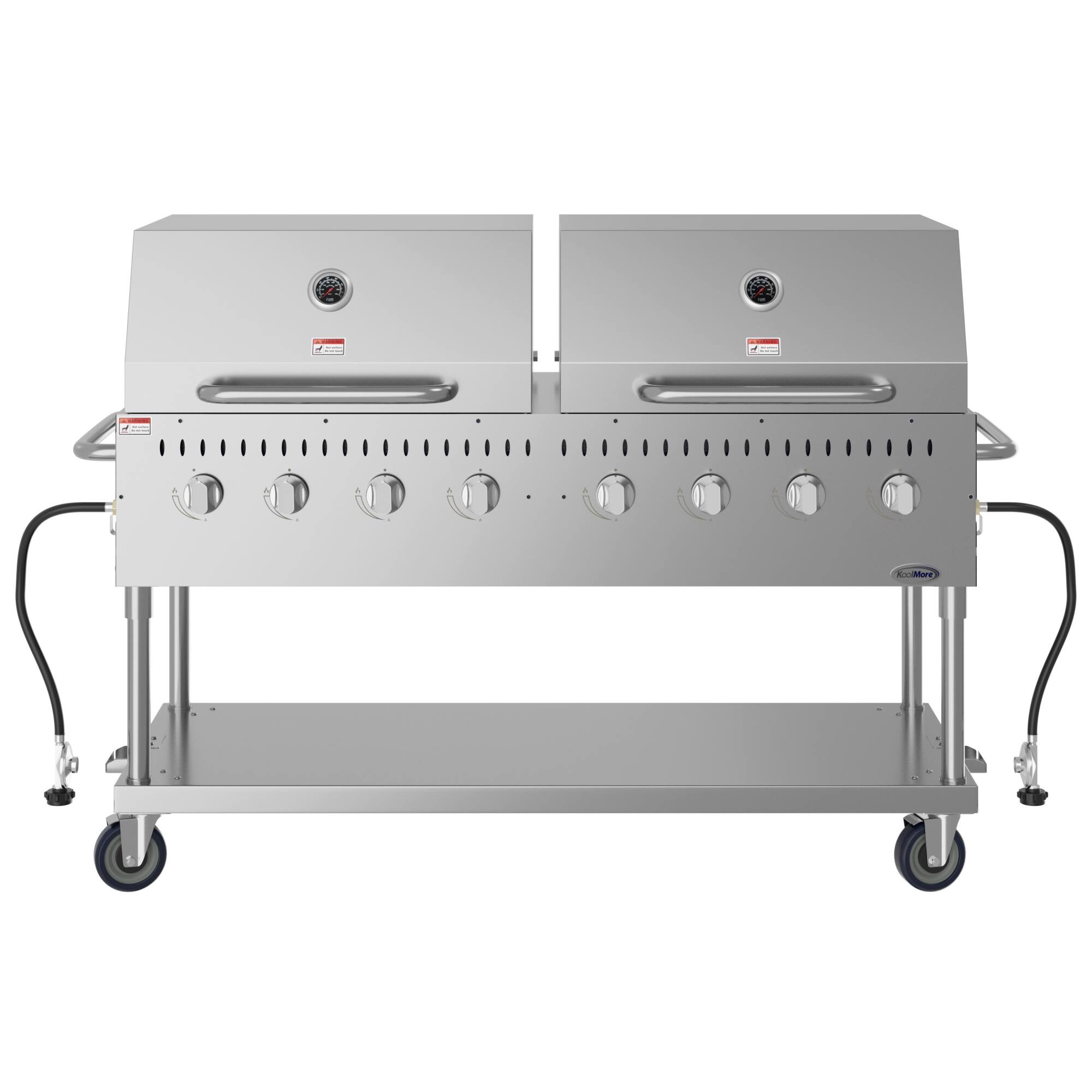Alt View 2. Koolmore - 60 in. 8-Burner Commercial Outdoor Propane Gas Grill with 2 Roll Dome Covers in Stainless-Steel, (CGKIT6-D30D30) - Stainless Steel.