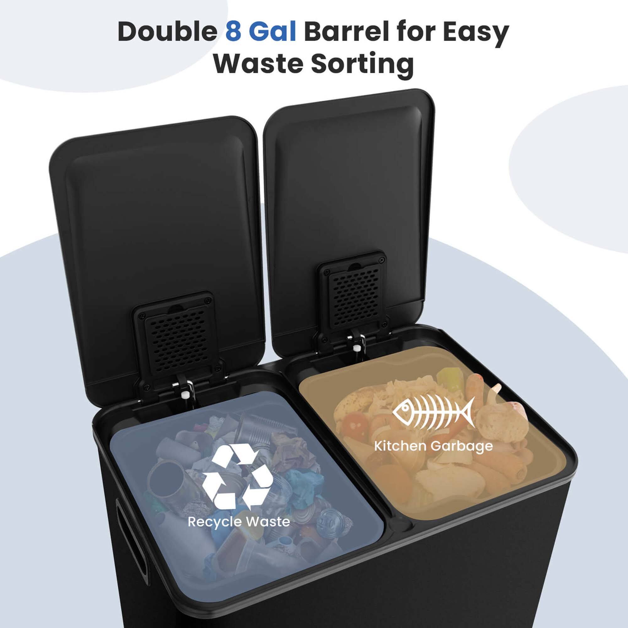 Double 8 Gal Barrel for Easy Waste Sorting

Kitchen Garbage  
Recycle Waste