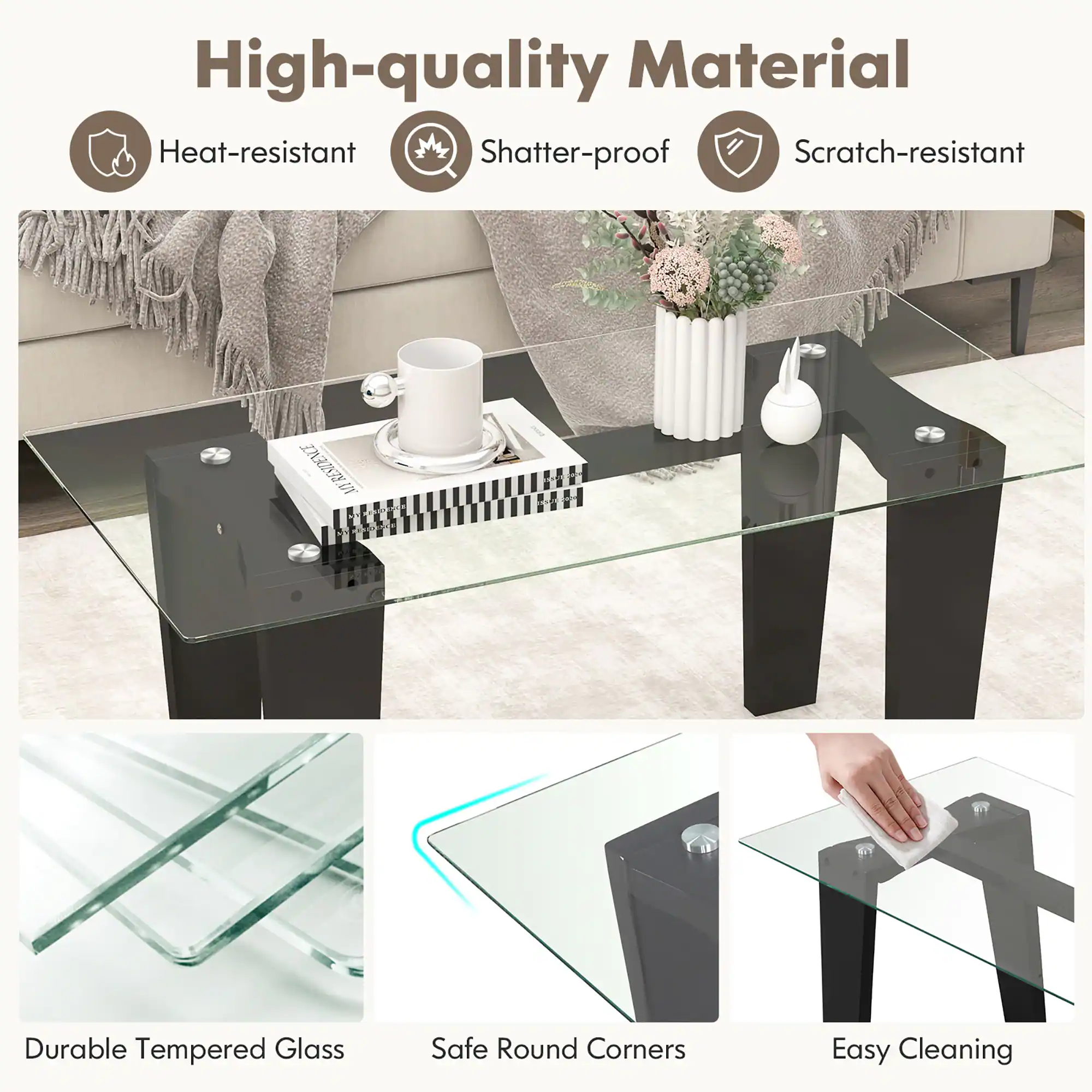 High-quality Material  
Heat-resistant  
Shatter-proof  
Scratch-resistant  

Durable Tempered Glass  
Safe Round Corners  
Easy Cleaning