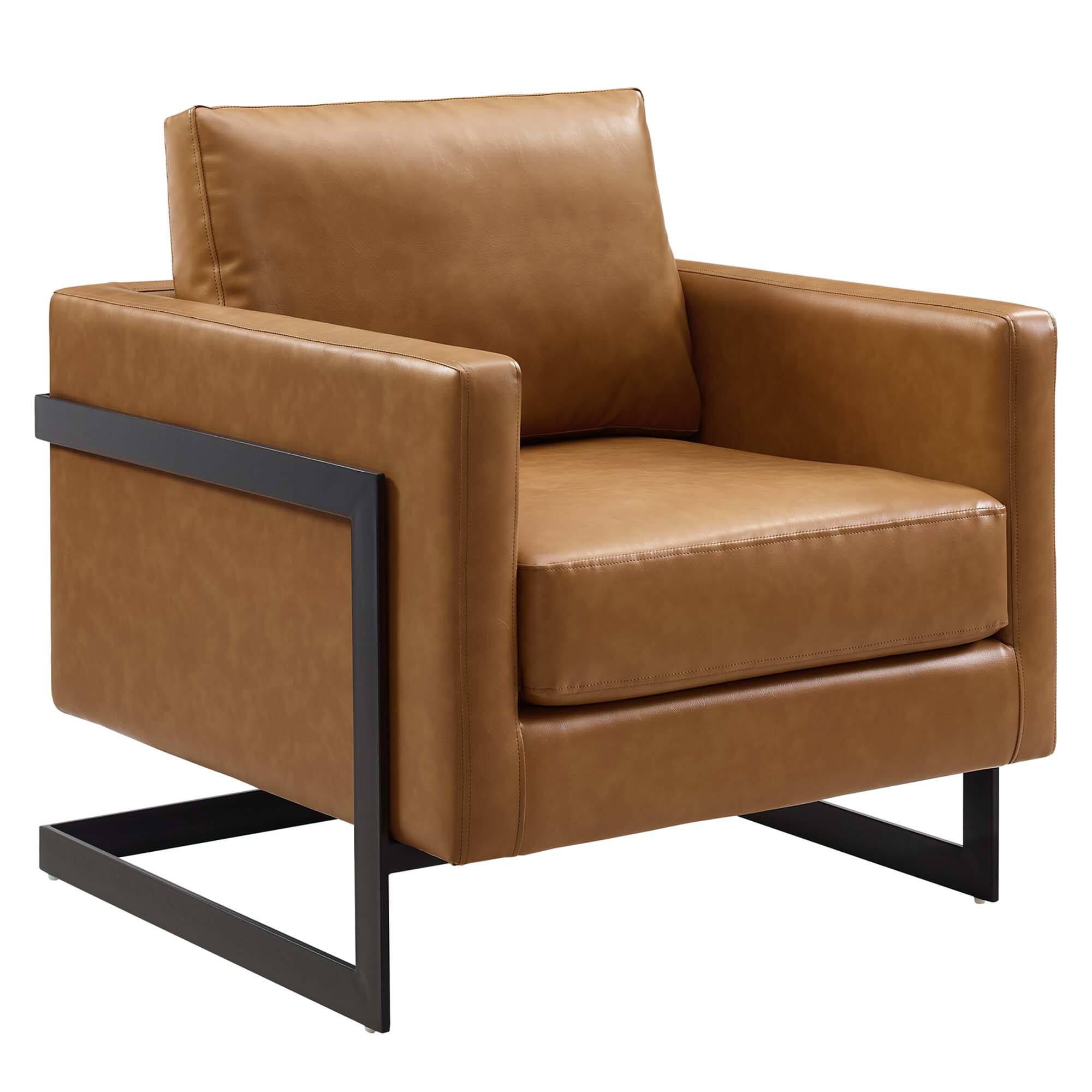 Angle. Modway - Posse Vegan Leather Accent Chair by Modway - Black Tan.